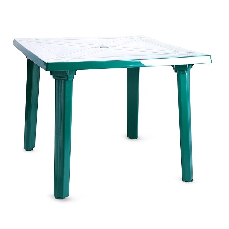 Квадратный пластиковый стол зеленого цвета